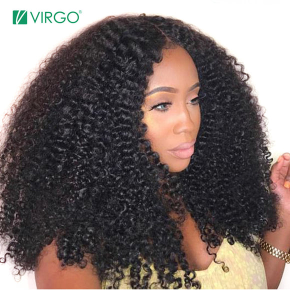 Afro Kinky Curly Wig Natural 1B Lace Front Human Hair