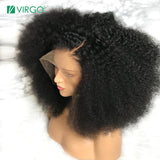Afro Kinky Curly Wig Natural 1B Lace Front Human Hair